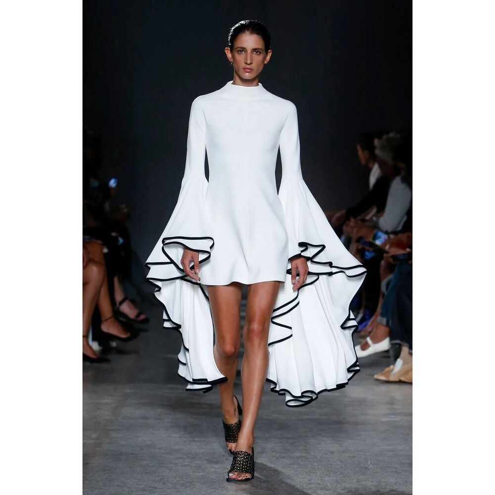 NWT PROENZA SCHOULER Ruffled Stretch-Crepe Mini Dress - Off-White $1,990